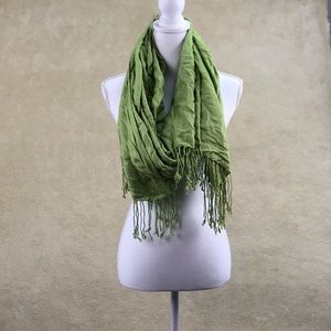 TICKLED PINK Large Green Crinkled Maxi Scarf